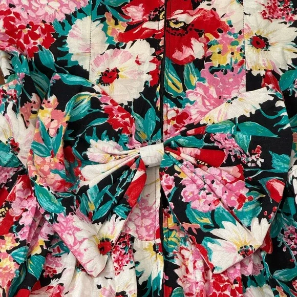 vintage floral puff sleeve midi dress - Picture 7 of 8